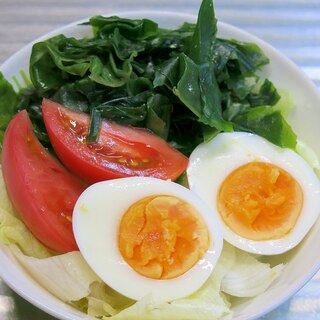 ゆで卵とわかめの野菜のサラダ〔＃84〕